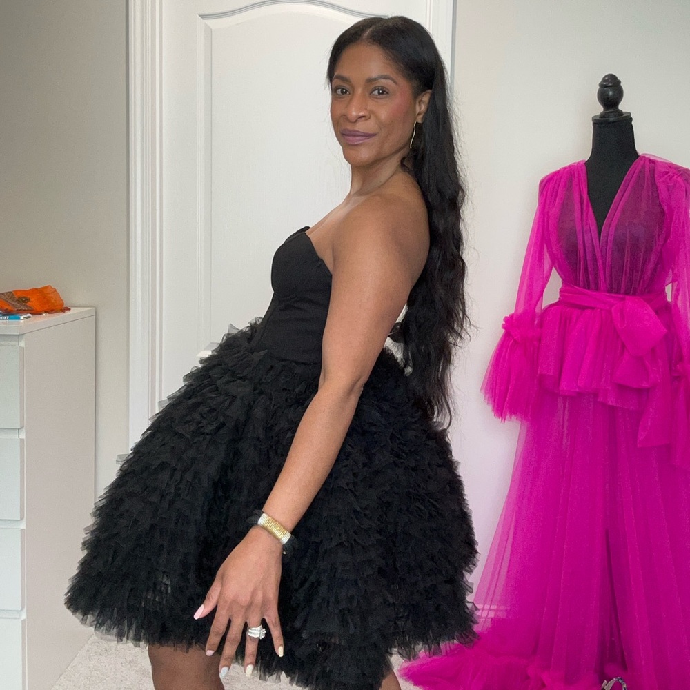 Elegant Ruffle Mini Dress - Picture 3 of 8